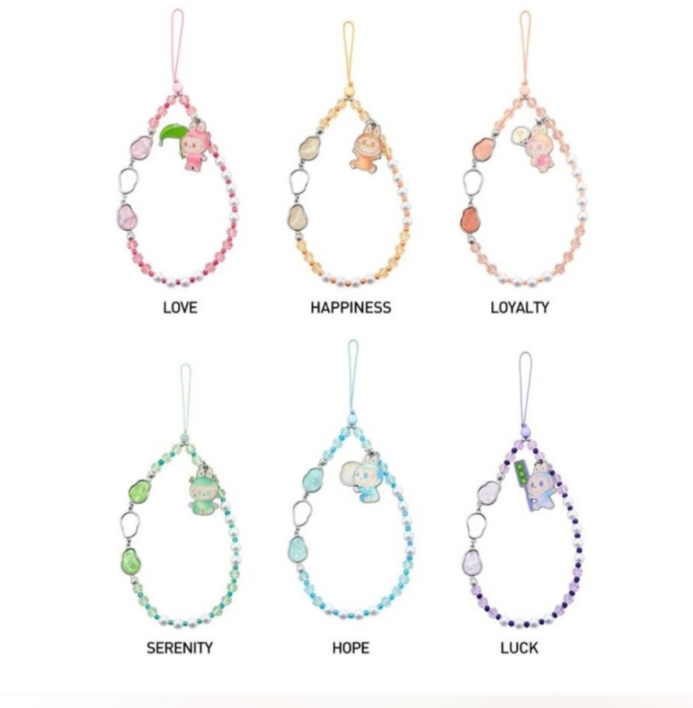 Labubu All 6 Included-Labubu Charm Set - Pink, Peach, Blue,Green, Orange, Purple